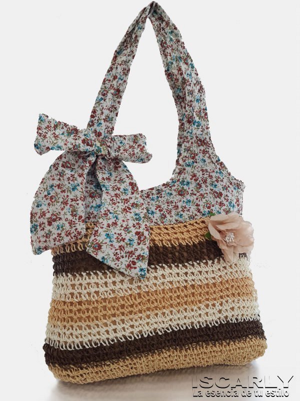 Bolso de rafia y tela