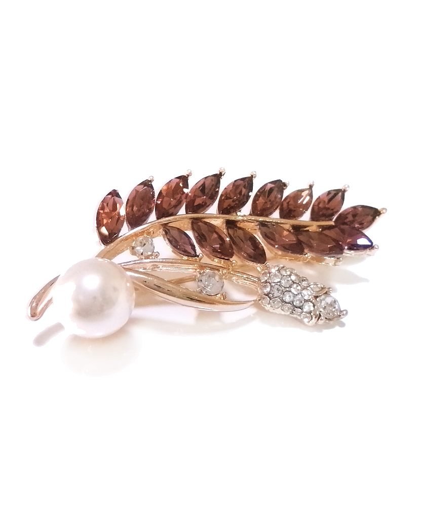 Broche hoja con cristales