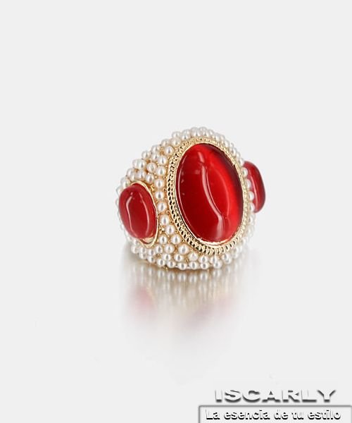 Anillo Ojo de gato revestido con perlitas, mayorista anillos.
