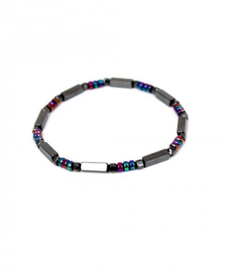 Pulsera de acero con abalorios de hematita