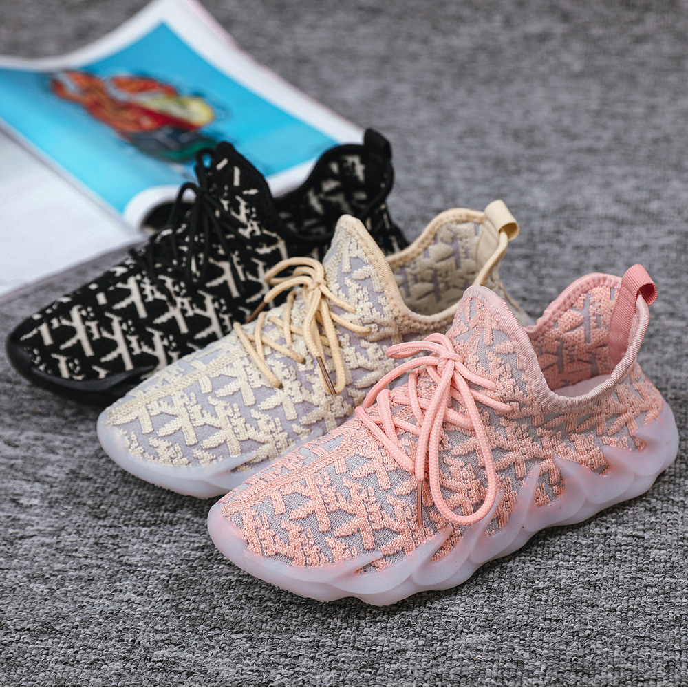 Knit sneaker with sculpted wavy sole