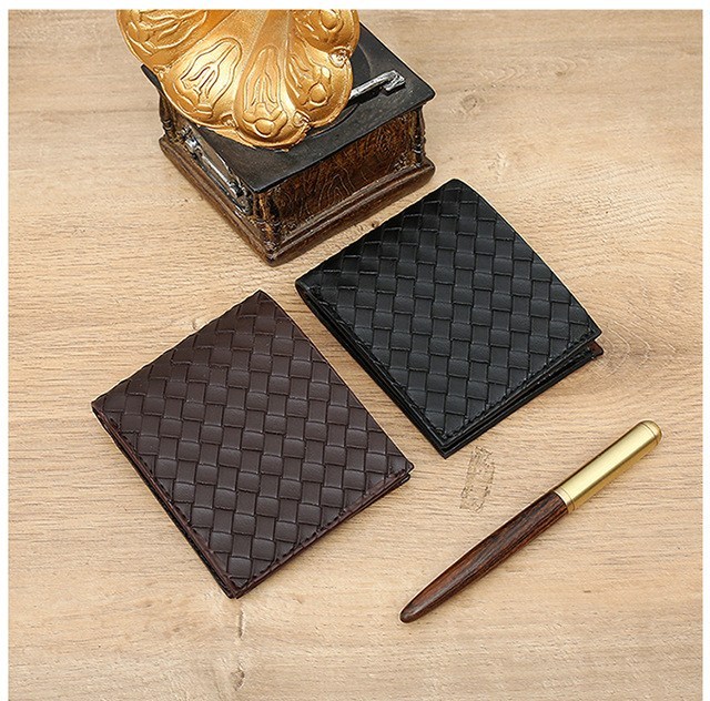 (imagen de) Billetera de hombre bifold con tejido trenzado en polipiel