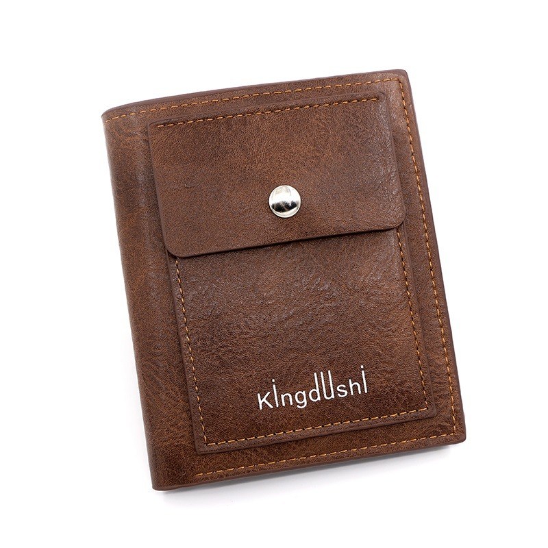 (imagen de) Billetera de hombre vertical con bolsillo frontal y acabado texturizado