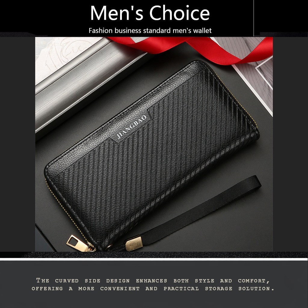 Long men's zip wallet with textured finish (image for) Long men's zip wallet with textured finish