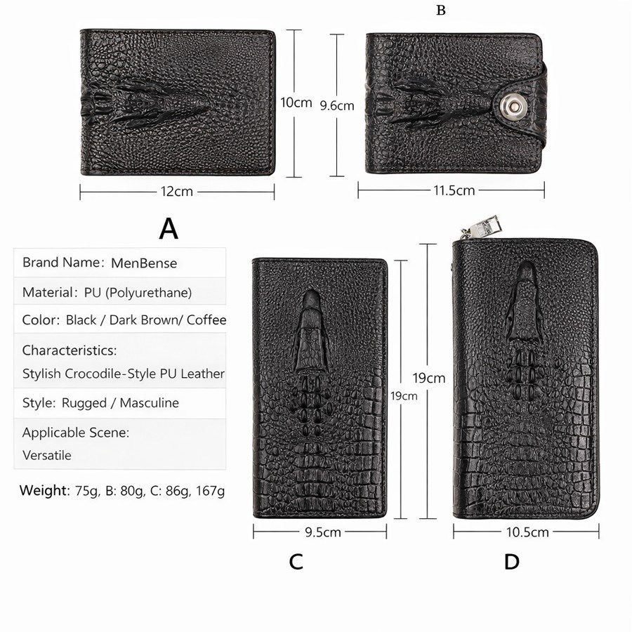 (imagen de) Billetera de hombre plegable con textura cocodrilo en PU