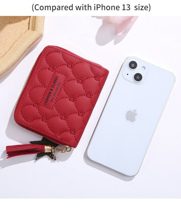 (imagen de) Billetero compacto acolchado con borla y cierre zip