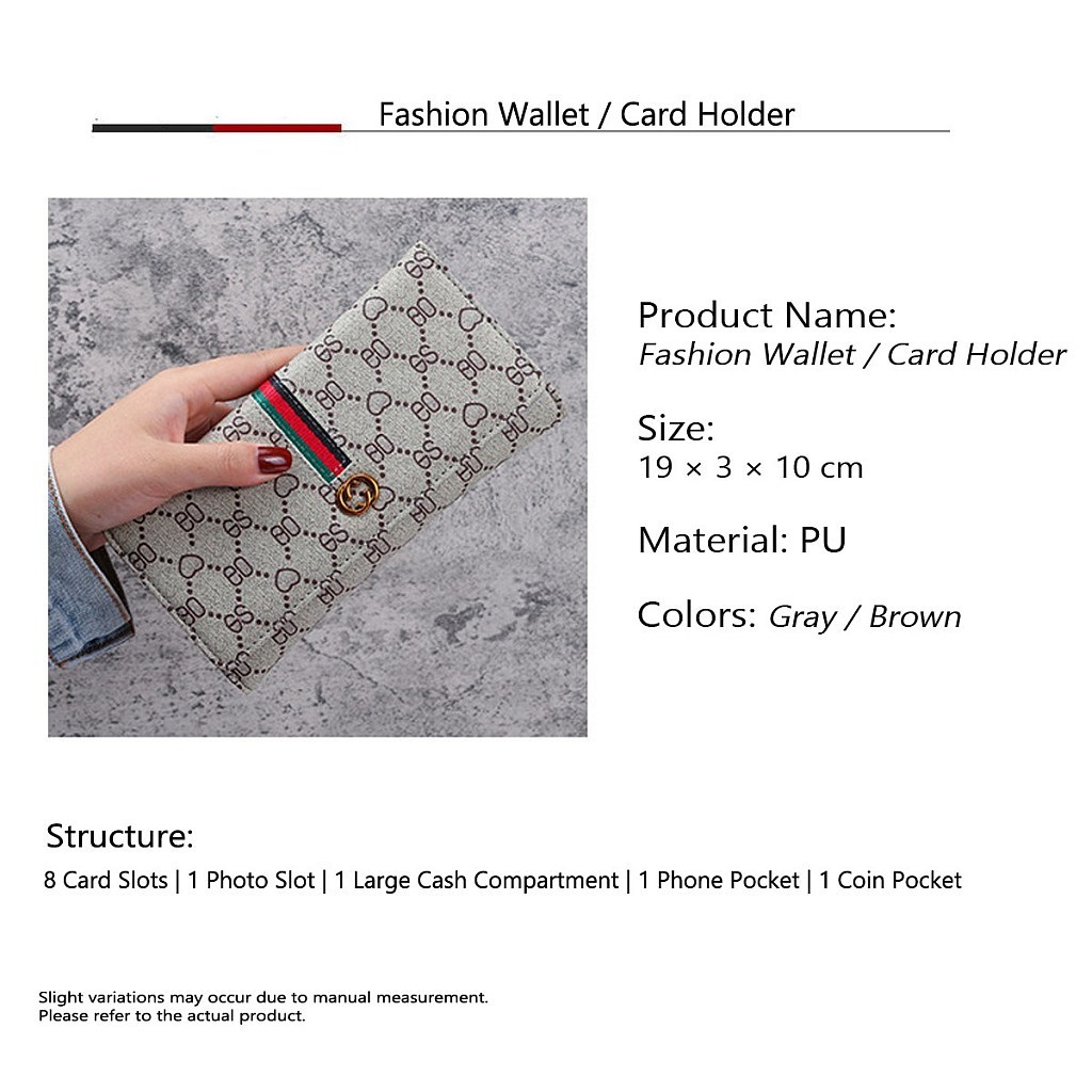 (imagen de) Cartera larga monogramada con banda tricolor y cierre metálico