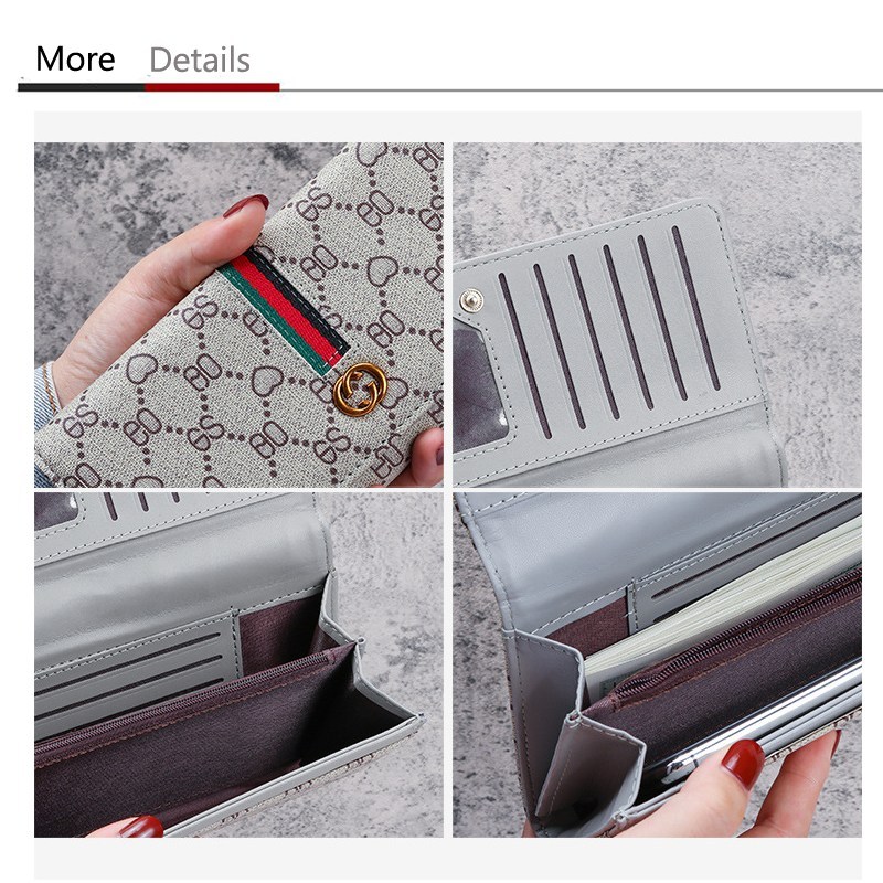 (imagen de) Cartera larga monogramada con banda tricolor y cierre metálico