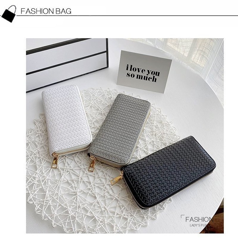 (imagen de) Cartera larga con cremallera y textura trenzada
