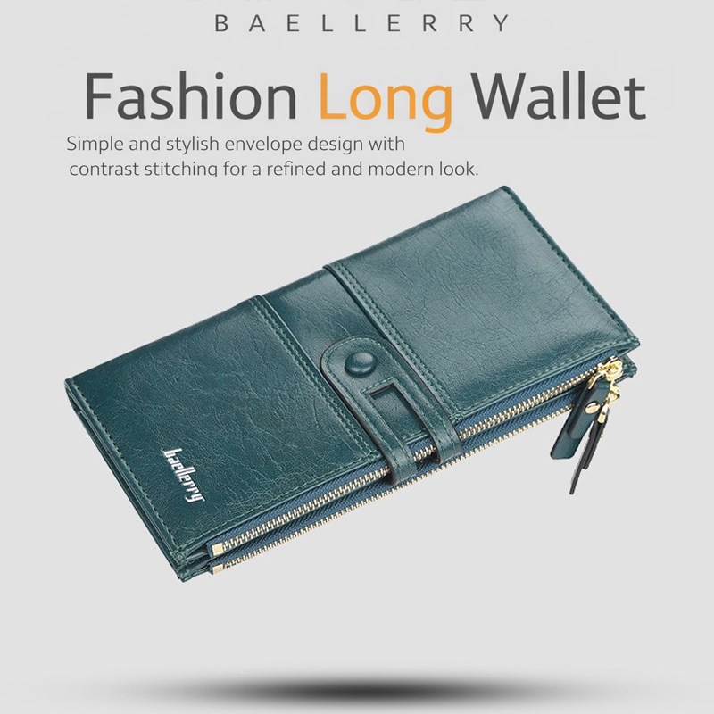 (imagen de) Cartera larga con doble cremallera y broche frontal