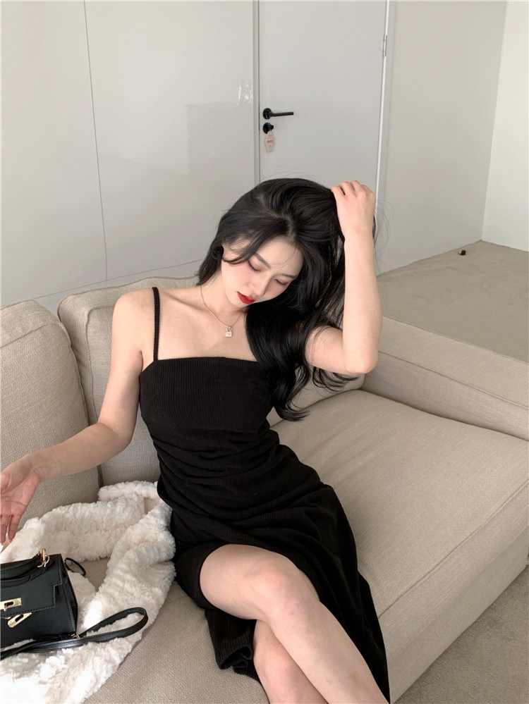 (image for) Summer Ribbed Midi Bodycon Dress with Side Slit