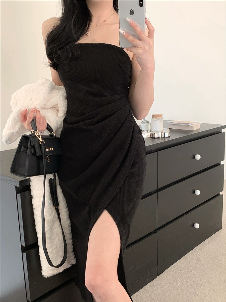 (image for) Summer Ribbed Midi Bodycon Dress with Side Slit