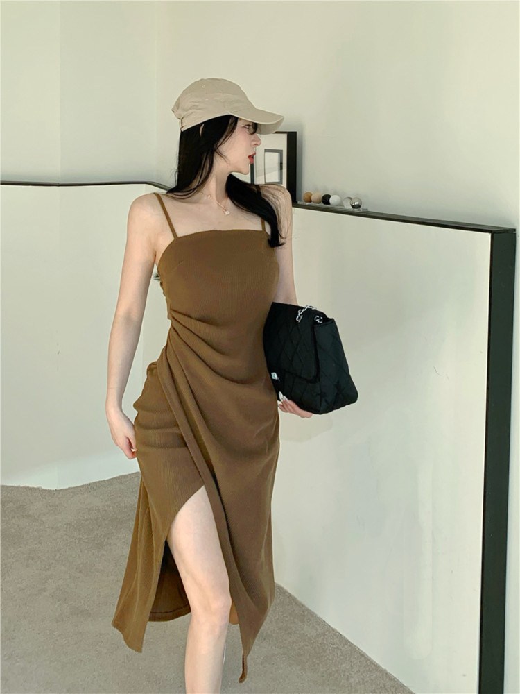 (image for) Summer Ribbed Midi Bodycon Dress with Side Slit