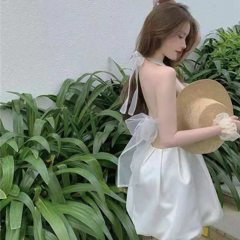 (image for) Summer Mini Dress — Flared Silhouette with Organza Bow Back
