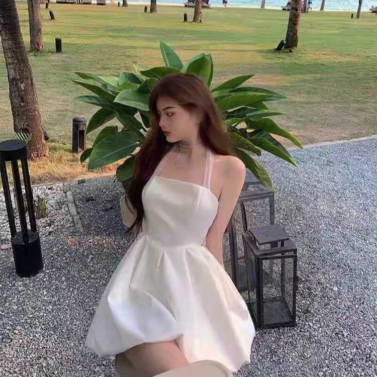 Summer Mini Dress — Flared Silhouette with Organza Bow Back (image for) Summer Mini Dress — Flared Silhouette with Organza Bow Back