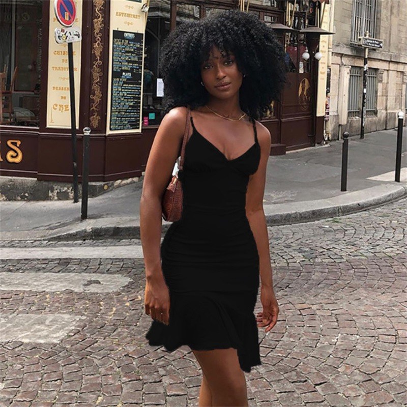 (image for) Summer fitted mini dress with ruffle hem
