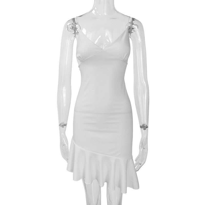 (image for) Summer fitted mini dress with ruffle hem