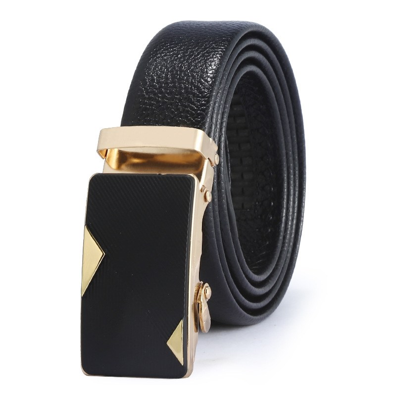 (image for) Automatic Belt with Rectangular Metal Buckle, Textured Strap