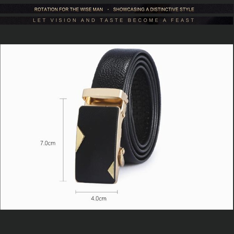 (image for) Automatic Belt with Rectangular Metal Buckle, Textured Strap