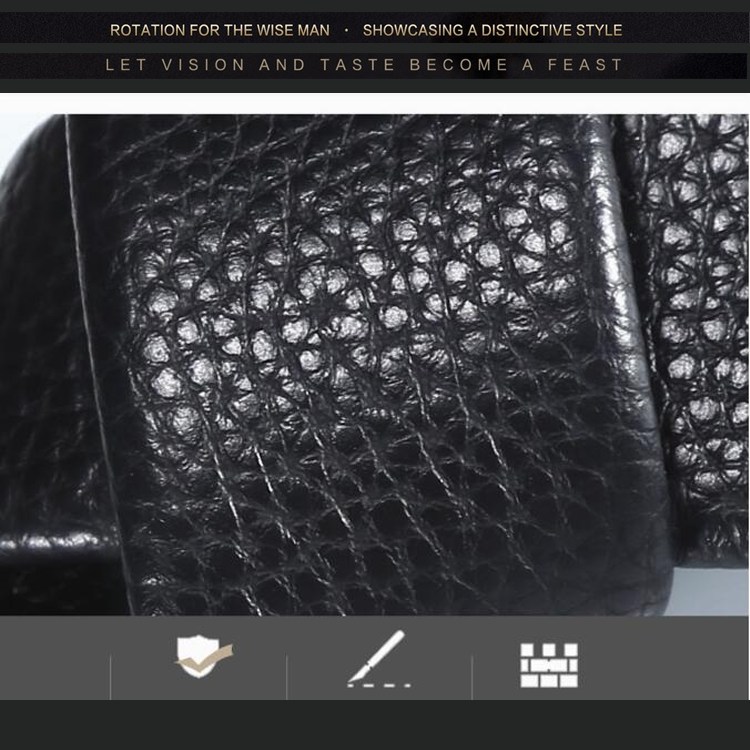 (image for) Automatic Belt with Rectangular Metal Buckle, Textured Strap