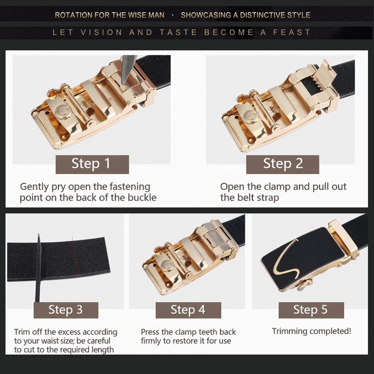 (image for) Ratchet Belt with Rectangular Buckle and Metal Accents