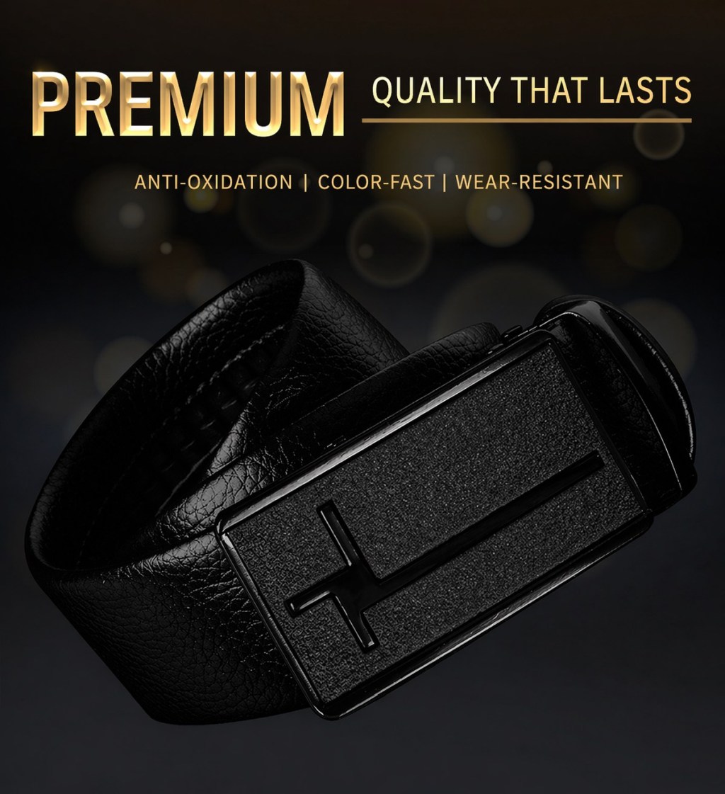 (imagen de) Cinturón masculino hebilla premium texturizada mate