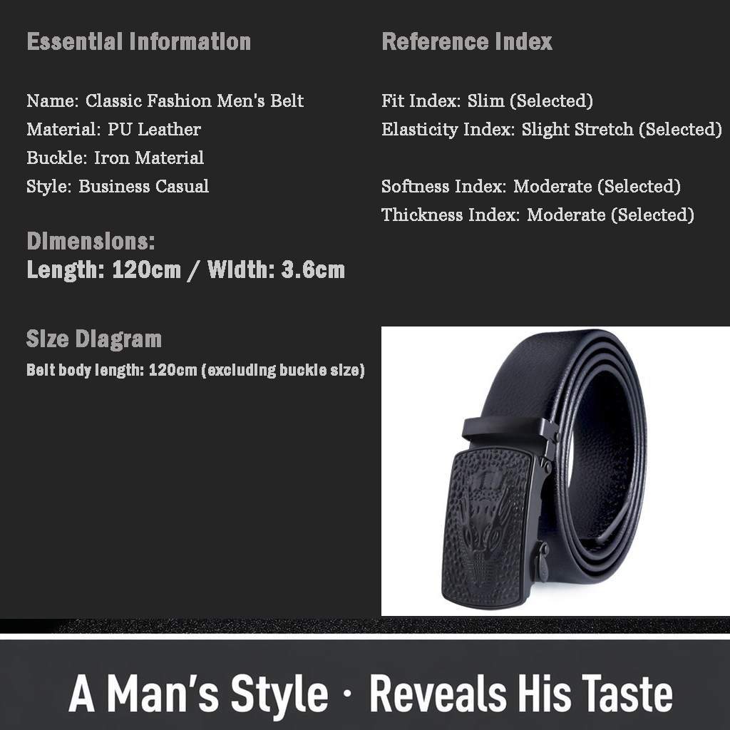(image for) Men's Belt with Embossed Buckle, PU Finish