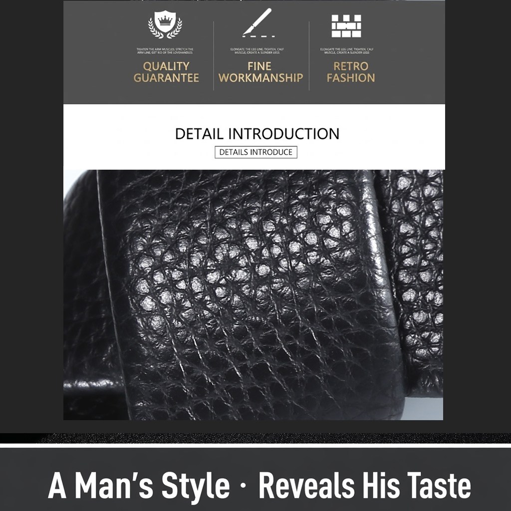 (image for) Men's Belt with Embossed Buckle, PU Finish