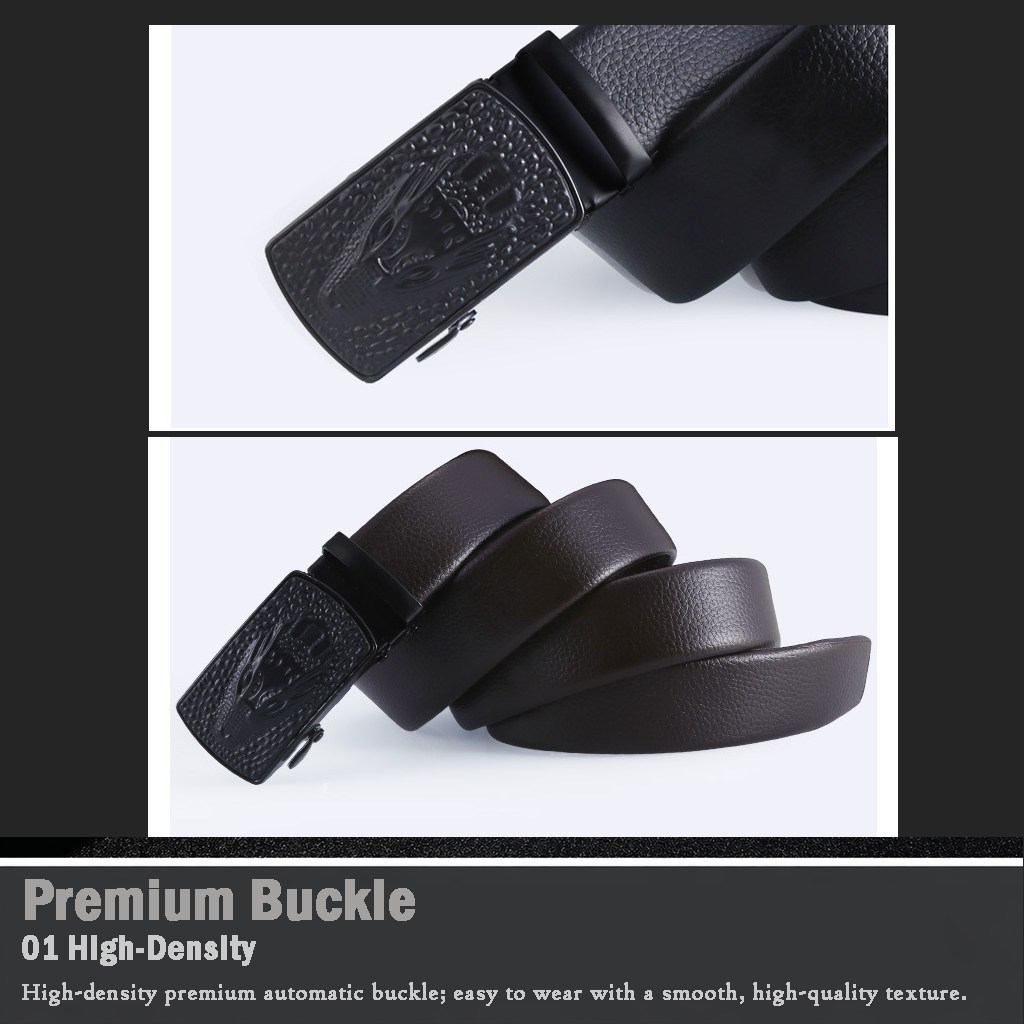 (image for) Men's Belt with Embossed Buckle, PU Finish