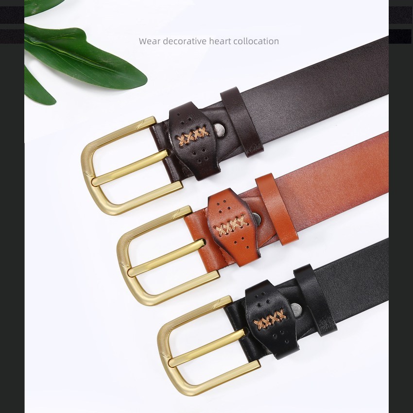 (image for) Classic Belt with Gold Pin Buckle and Stitch Detail
