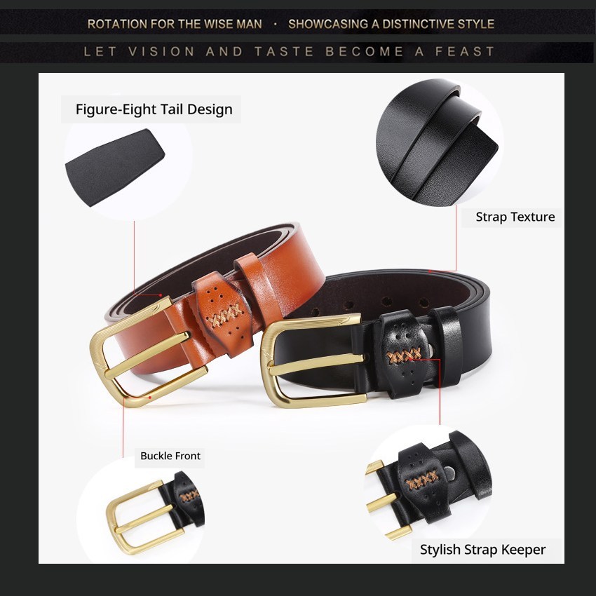 (image for) Classic Belt with Gold Pin Buckle and Stitch Detail