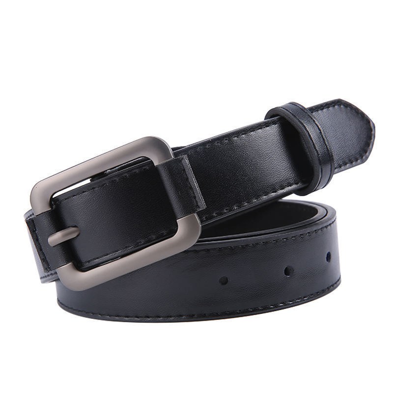 (image for) Black classic belt with matte rectangular buckle
