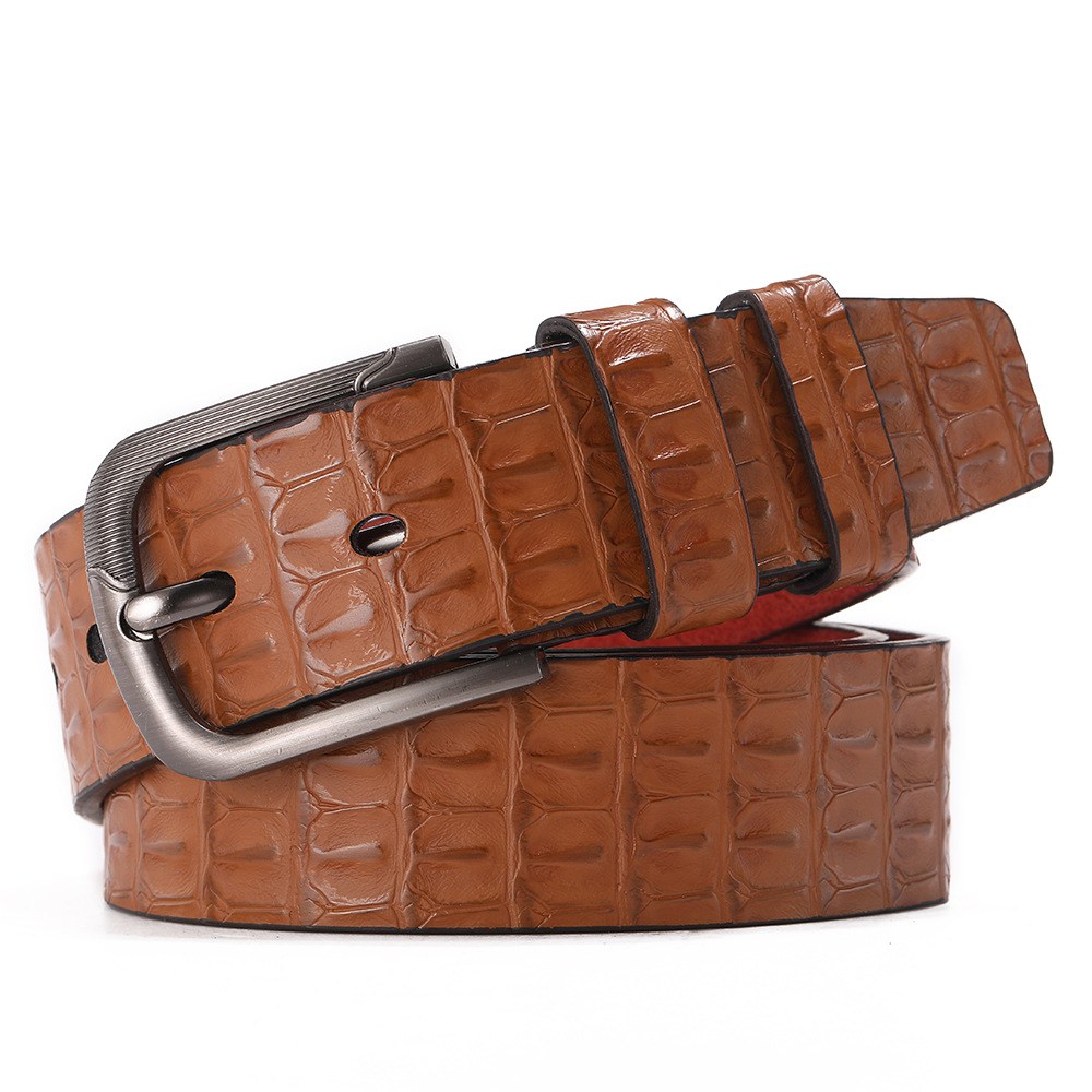 (image for) Crocodile-effect belt with metal buckle