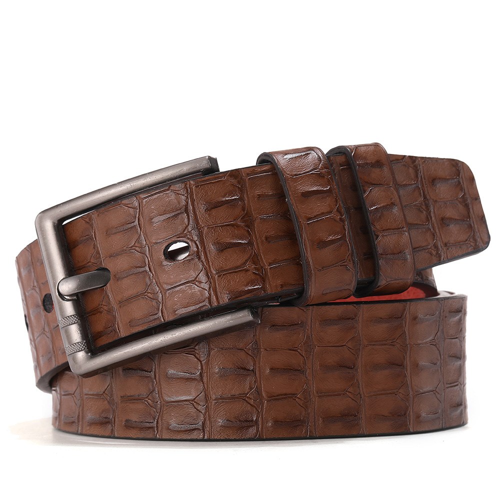 (image for) Crocodile-effect belt with metal buckle