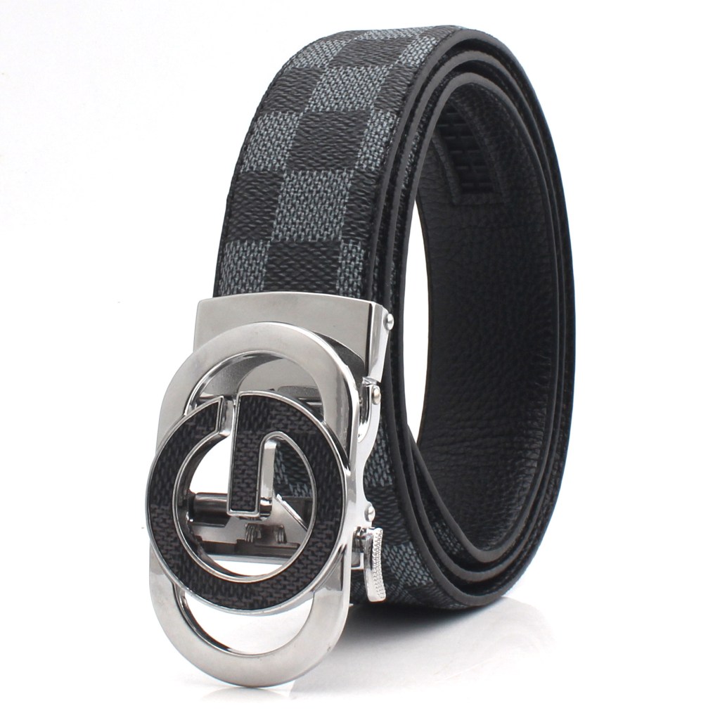 (image for) Automatic belt with double circular buckle and checkered strap