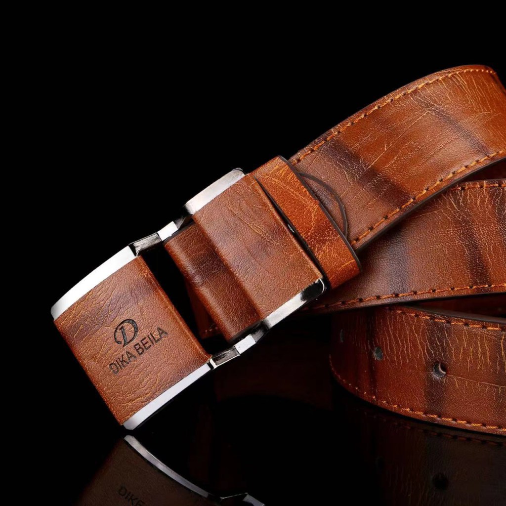 (image for) Men's Automatic-Buckle Belt with Vintage Leather Look