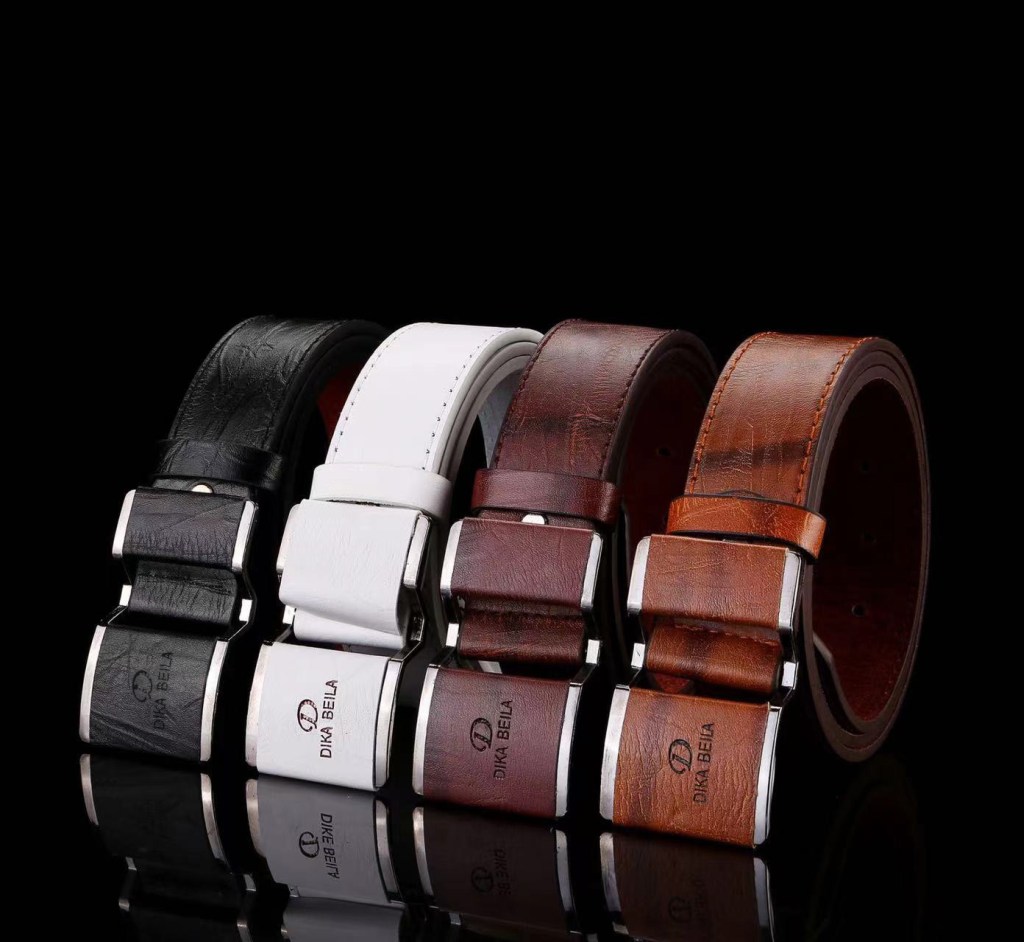 (image for) Men's Automatic-Buckle Belt with Vintage Leather Look