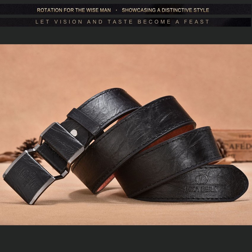 (image for) Men's Automatic-Buckle Belt with Vintage Leather Look