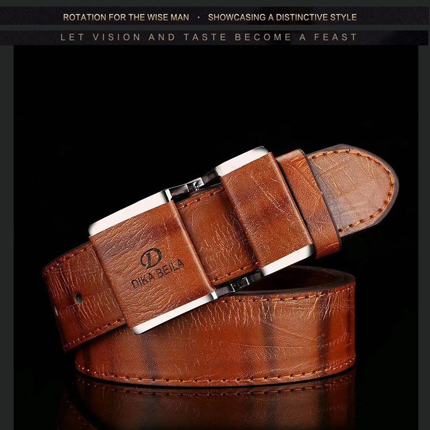 (image for) Men's Automatic-Buckle Belt with Vintage Leather Look