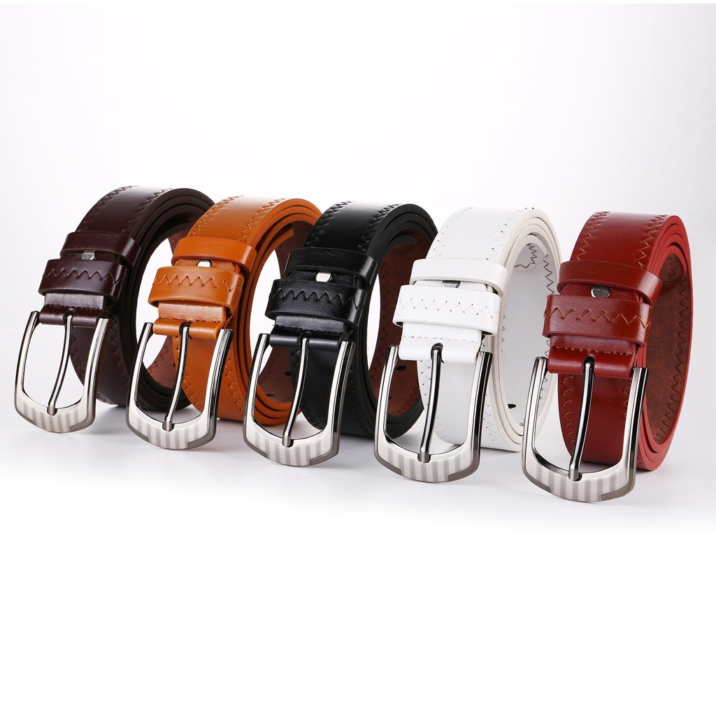 (image for) Zigzag-Stitched Belt with Brushed Metal Buckle