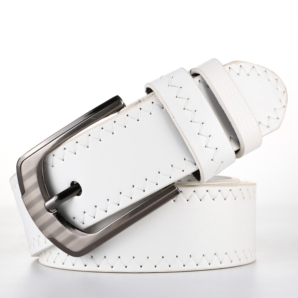 (image for) Zigzag-Stitched Belt with Brushed Metal Buckle