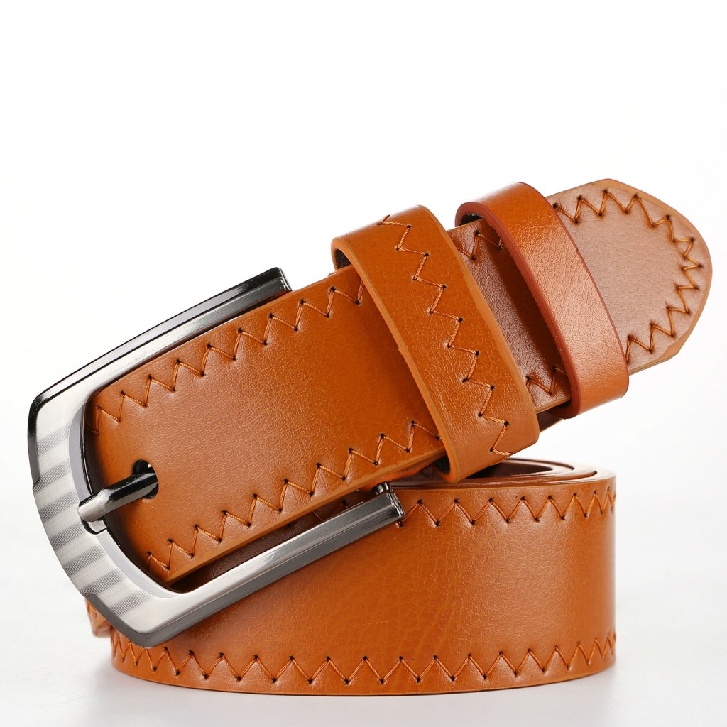 (image for) Zigzag-Stitched Belt with Brushed Metal Buckle