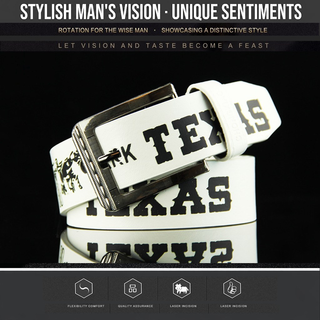 (image for) TEXAS Printed Belt with Metal Buckle