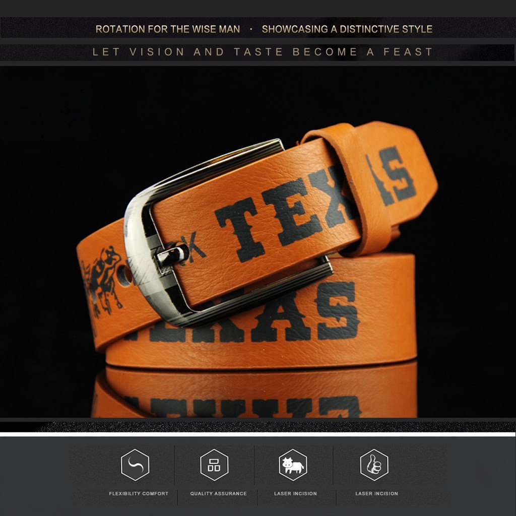 (image for) TEXAS Printed Belt with Metal Buckle