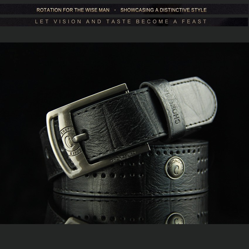 (image for) Perforated belt with metal buckle and vintage finish