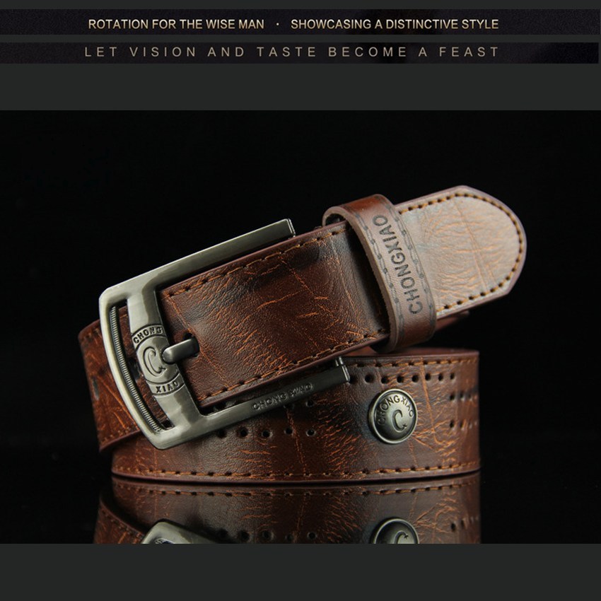 (image for) Perforated belt with metal buckle and vintage finish