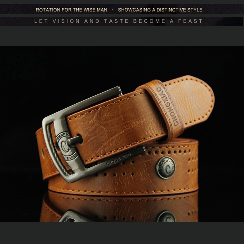 (image for) Perforated belt with metal buckle and vintage finish