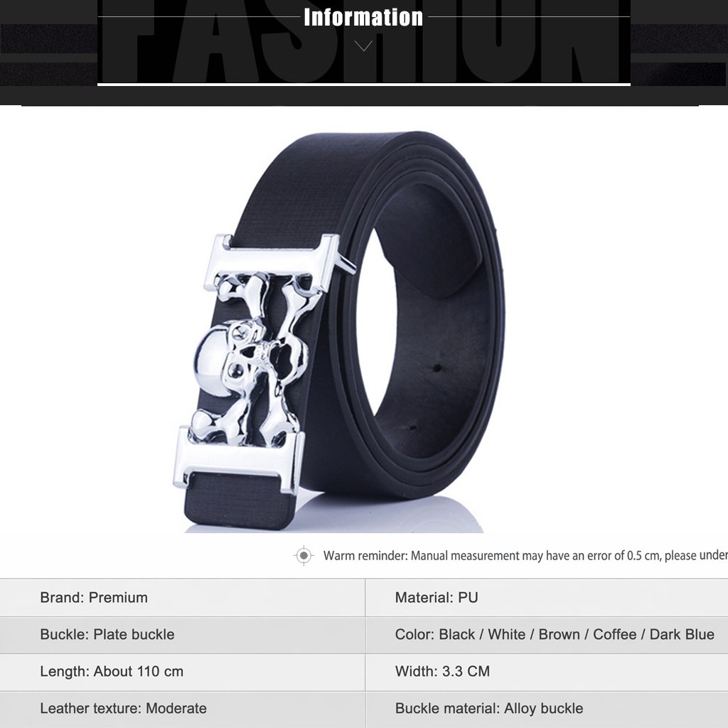 (image for) Skull-Buckle Belt with Polished Metal Finish