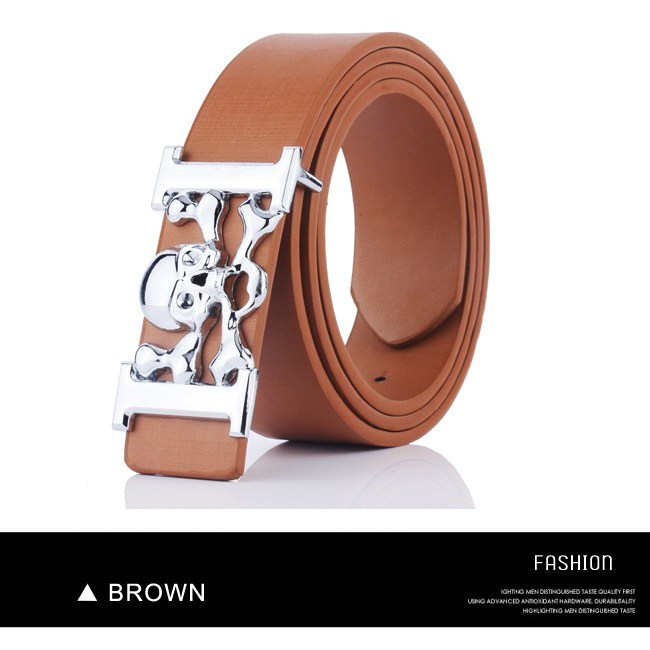 (image for) Skull-Buckle Belt with Polished Metal Finish