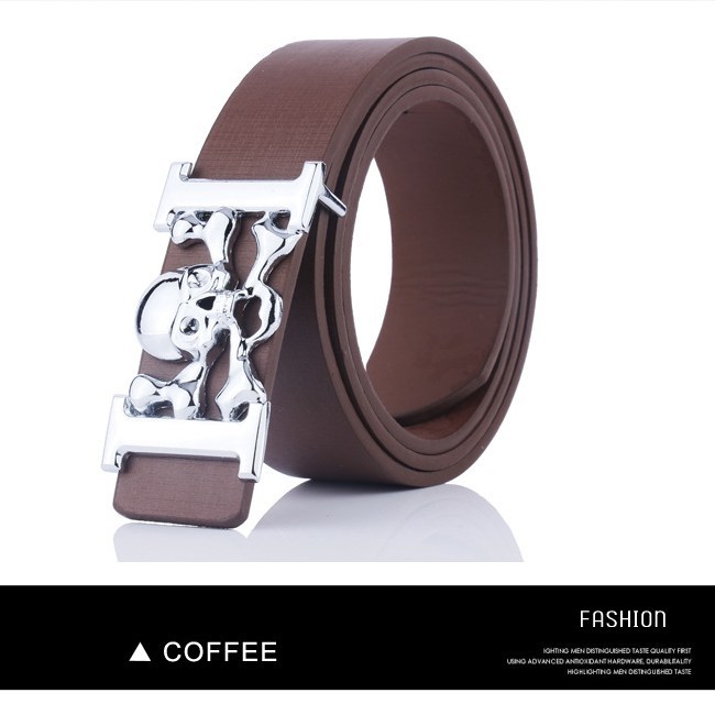 (image for) Skull-Buckle Belt with Polished Metal Finish